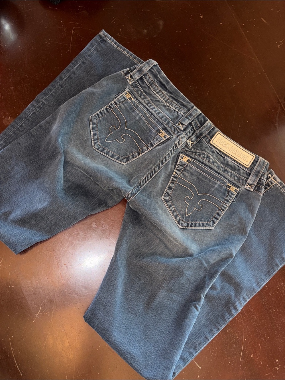 Rock Revival Straight Leg Jeans in Faded Blue Denim
